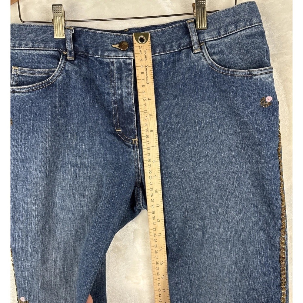 VTG Per Se Women 10 Floral Embroidered‎ Beaded Jeans Bootcut Artsy Hobo Festival - Picture 8 of 13